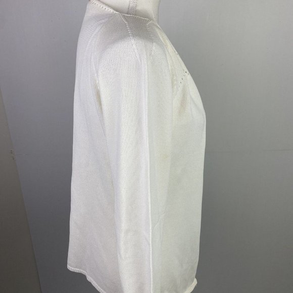 Chelsea Design Size M White Knit Cardigan - Picture 7 of 8